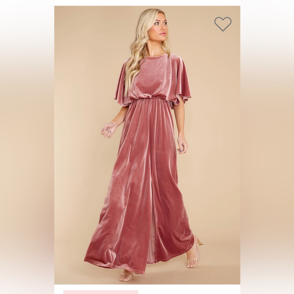 Red Dress: Ready for Tonight Mauve Velvet Maxi Dress - Small (Never Worn)